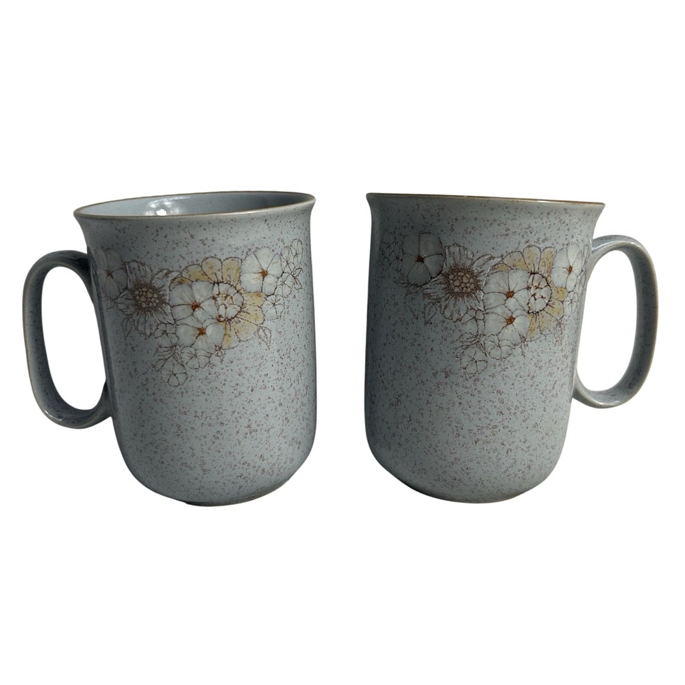 Vintage Denby Pottery Reflections Stoneware Coffee Mugs England - Set of 2 -C28